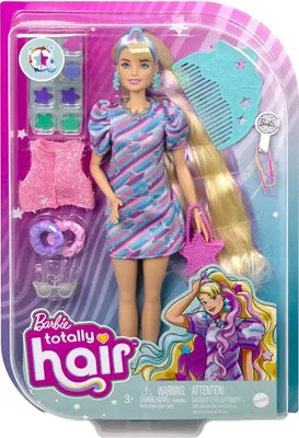 Image de Poupée Barbie Totally Hair (cheveux blonds/colorés), accessoires de coiffure inclus