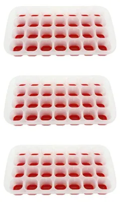 Immagine prodotto di Set di 3 vaschette per cubetti di ghiaccio rosa da 28 cubetti Fackelmann