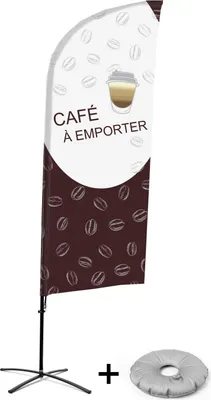 Produktbild von Showdown Displays Beachflag - Komplett-Set - Kaffee To Go - Französisch - Kreuzständer - Alu
