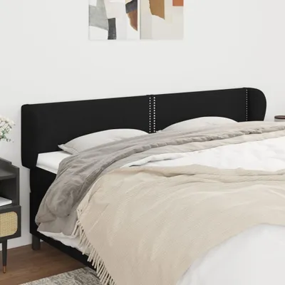 Produktbild von The Living Store Kopfteil mit Ohren Schwarz 203x23x78/88 cm Stoff