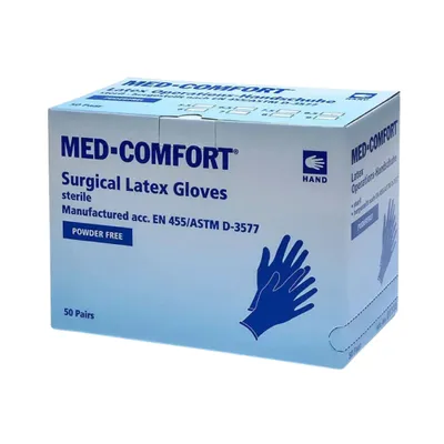 Produktbild von MED-COMFORT, Latex-OP-Handschuhe, puderfrei, weiß, Gr. 8,0 | Packung (1 Paar)