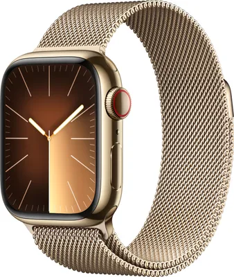 Produktbild von APPLE Watch Series 9 GPS + Cellular 41mm Gold Stainless Steel Case with Gold Milanese Loop (MRJ73QF/A)