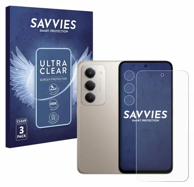 A product shot of a smartphone screen protector package and a smartphone.