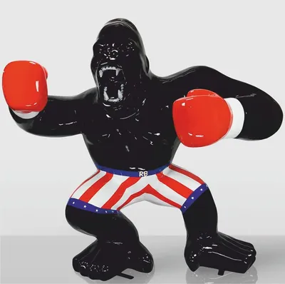 Produktbild von Casa Padrino XXL Deko Skulptur Gorilla Affe mit Boxhandschuhen H. 180 cm