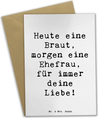 Produktbild von Mr. & Mrs. Panda Grußkarte Spruch Braut Liebe - Weiß - Geschenk, Partnerschaft, Heirat, Heiraten, Brautfest, neujahrskarte, weihnachtskarten, Geschenke, Grußkarten