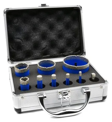 Obrázek produktu pro GEKO Korunkový vrták diamantový sada 9 ks 6-68 mm pro úhlové brusky G65102