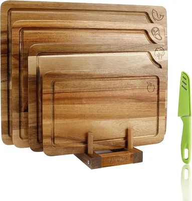 Imagen del producto de Tabla de cortar de madera, juego de 4 unidades