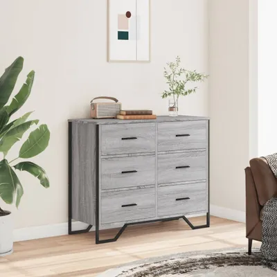 Zdjęcie produktu dla vidaXL Komoda z szufladami szara Sonoma 91x35,5x74,5 cm materiał drewnopochodny