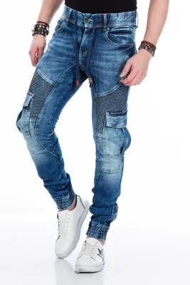 Immagine prodotto di Jeans da uomo modello slim-fit, con polsini elasticizzati sul fondo