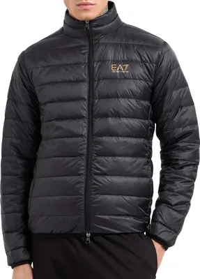 A man wearing a black puffer jacket.