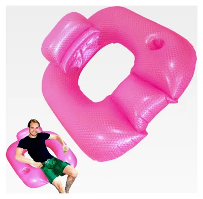 Produktbild von Aufblasbare Schwimmbadliege mit Getränkehalter und Armlehnen für Pool, Fluss und See