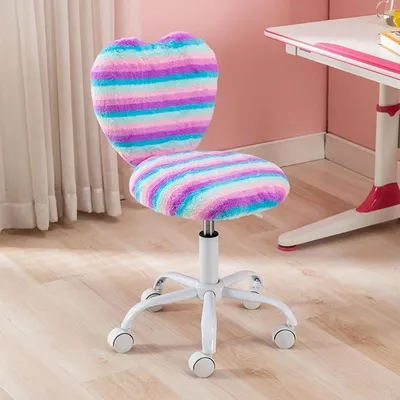 Imagen del producto de Silla de escritorio para niños Silecomplaza, con forma de corazón, regulable en altura, diseño arcoíris