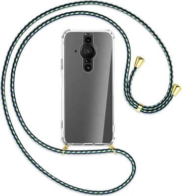 Produktbild von Handykette Backcover-Schutzhülle mit Band (Metall goldfarben) für Sony Xperia PRO-I - grün/blau/weiß