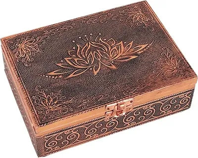 Zdjęcie produktu dla Pudełko do tarota Lotosowy kolor miedziany - 18x13x6 cm