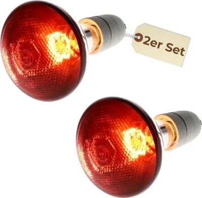 Produktbild von 2er Set Rotlichtlampe Wärmelampe Infrarotlampe 100 W Baby Gesicht Infrarot Wärmelampe Hühner Terrarium rotes Licht