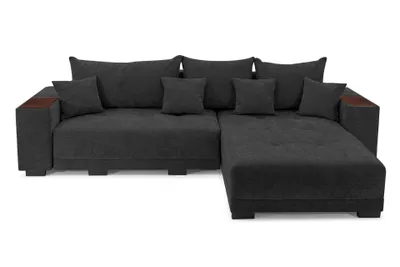 Produktbild von Ecksofa ALLEN L - L-Form Sofa mit Schlaffunktion und Bettkasten, 280 x 190 x 91 cm, Stoff Rosario Schwarz, Seite Universal