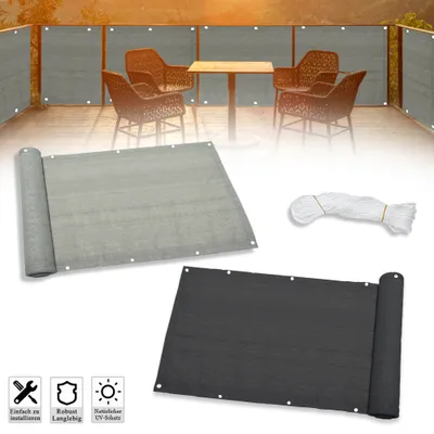 Produktbild von Jiubiaz HDPE Sichtschutzmatte 600x75cm Balkon Sichtschutz Zaun Windschutz Grau