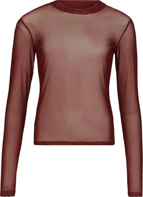 Produktbild von Black Premium by EMP Damen bordeaux Mesh-Langarmshirt mit Stehkragen XL