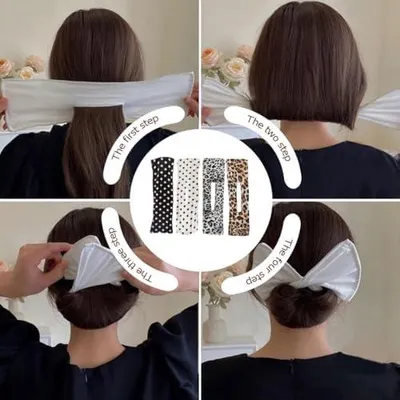 Produktbild von 4-teiliger Haarknoten- und Duttformer, Flechtformer, Lockenwickler und Haarband für Dutts