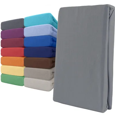Produktbild von Spannbettlaken Jersey 180-200x200 Grau 100% Baumwolle Rundumgummi