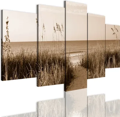 Produktbild von Wandbild Wanddeko Blick auf das Meer auf Leinwand - ökologische Tinte, Wasserfest - 5 Teilig 50x100 cm Leinwandbilder für wohnzimmer, schlafzimmer