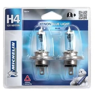 Image de 2x Michelin BLUE LIGHT H4 Ampoules pour feux de route 12V 60/55W P43t Halogène 008754