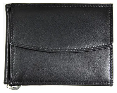Produktbild von Leder Geldklammer Geldbörse mit Münzfach und Kreditkartenetui mit RFID Schutz aus Nappaleder schwarz