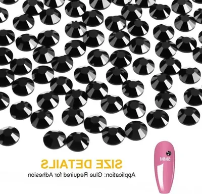 3000 Stück Flachboden Rhinestone Diamant Strasssteine für Nail Art, Schuhe und Karten - Schwarz