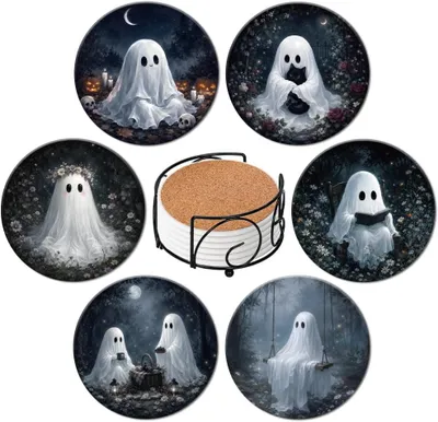 Immagine prodotto di Sottobicchieri a tema Halloween, perfetti per la casa - Set da 6