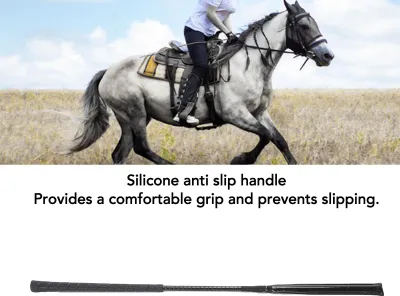 Produktbild von Pferdepeitsche Patentleder Reiternte mit Anti -Slip -Silikongriff für Reitsportrennen Schwarz