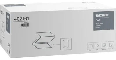 Obrázek produktu pro Ručník papírový skládaný Z-Z Katrin Plus, 1vrstvý, celulóza, 22,9x21,3 cm, bílý, 4000 ks, (402161)