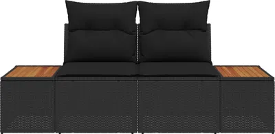 Zdjęcie produktu dla vidaXL Sofa ogrodowa czarna 184 x 62 x 85 cm z polirattanu