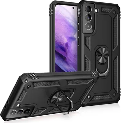 Produktbild von NALIA Ring Handy Hülle für Samsung Galaxy S21 Plus, Schutz Tasche Cover Case Schwarz
