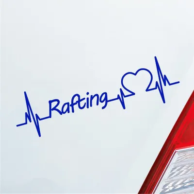 Produktbild von Auto Aufkleber Rafting Herzschlag Wildwasser Freizeit Sport Liebe 19x6 cm Dunkelblau Sticker Heckscheibenaufkleber
