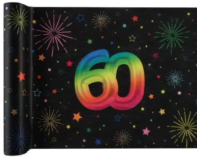 Produktbild von Tischläufer 60. Geburtstag bunt 3 m x 30 cm