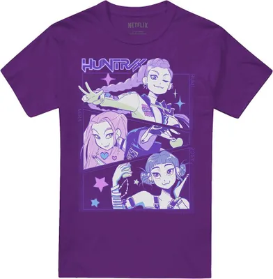 Productafbeelding van K-Pop Demon Hunters - "Huntr/X" T-shirt voor heren/dames, uni model, TV20292 (maat M) (paars)