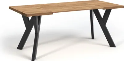 Produktbild von Quadratischer Ausziehbarer Tisch für Esszimmer, NERO, Loft-Stil, Skandinavisch, 90 / 190 cm, Farbe: Eiche Craft Gold / Schwarz
