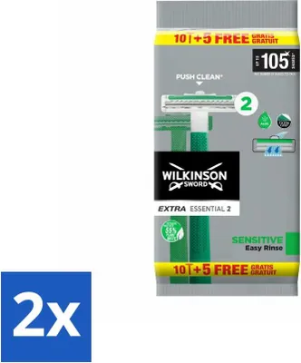 Obrázok produktu pre Jednorazový holiaci strojček Wilkinson Extra Essential 2 Sensitive Soft s 15 čepieľkami - hodnotné balenie - 2 kusy