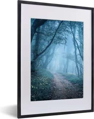 Produktbild von MuchoWow® Gerahmtes Poster Bäume - Natur - Nebel 30x40 cm - Poster mit Schwarzem Bilderrahmen Wandposter Rahmen Foto Bilder - Wandposter Schlafzimmer
