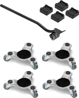 Obrázek produktu pro sada 4 nábytkových koleček Transportní kolečka - Kolečka pro nábytkové vozíky se 3 kolečky - 158x158x65mm - Ideální pro stěhování a přepravu nábytku