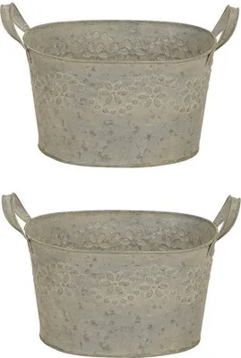 Produktbild von Jardiniere Metall 2erSet Landhaus Blume mit Griff