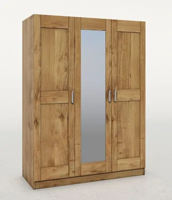 Produktbild von Kleiderschrank Toni 3Trg mit Spiegel Wildeiche Teilmassiv NEU