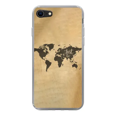 Produktbild von MuchoWow® Handyhülle Schutzhülle Hülle für iPhone 7 Weltkarte - Karte - Sprichwörter Silikon Softcase Handy Hülle - Kartenhalter
