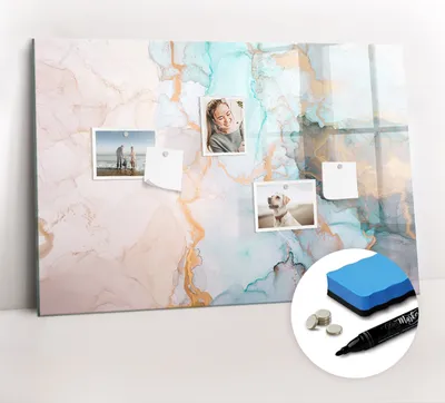 Produktbild von Magnetpinnwand Memoboard - Zubehörsatz - Schwarzer Marker + Schwamm + Magnete - 90 x 60 cm - Abstraktes Bild
