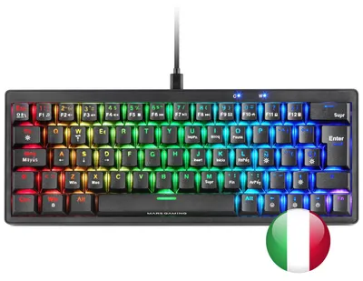 Produktbild von Mars Gaming MKMINIPRO, 60%, Kabelgebunden, USB, Mechanischer Switch, RGB-LED, Schwarz