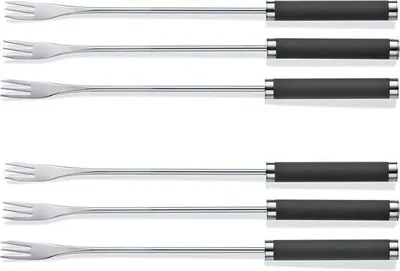 Produktbild von Famanu Set von 6 nummerierten Fonduegabeln aus Edelstahl mit Silikongriff - 24,5 cm