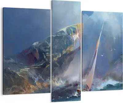 Produktbild von Bild auf Leinwand - Leinwandbild - Meer Segelboot - 95x80cm - Wand Bild - Wanddeko - Wandbilder - Leinwanddruck - Bilder - Kunstdruck - Wanddekoration - Leinwand bilder - Wandkunst - CB95x80-3923
