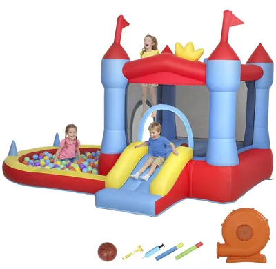 Produktbild von AIYAPLAY Hüpfburg mit Gebläse Aufblasbar Spielcenter mit Rutsche Trampolin