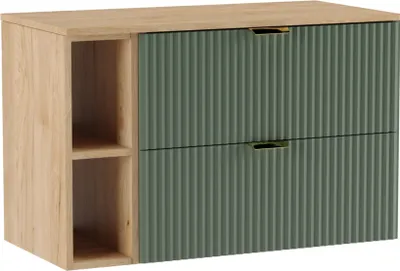 A product shot of a bathroom vanity cabinet.