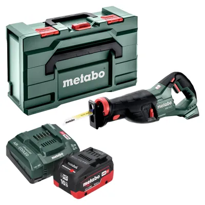 Zdjęcie produktu dla Akumulatorowa pilarka szablasta Metabo SSEP 18 LT 18 V 32 mm + 1x akumulator LiHD 10,0 Ah + ładowarka + Metabox
